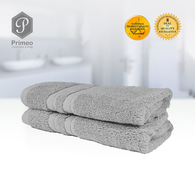 PRIMEO Premium 100% Cotton Hand Towel 520gsm Soft High Absorbent Set of 2 Modern Italian Design Amazing Gift Idea For Any Occasion!