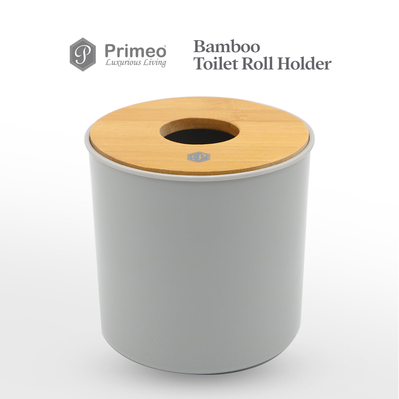 PRIMEO Premium Bamboo Toilet Roll Holder