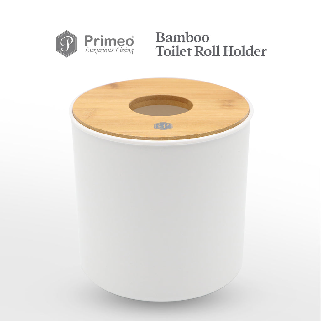 PRIMEO Premium Bamboo Toilet Roll Holder