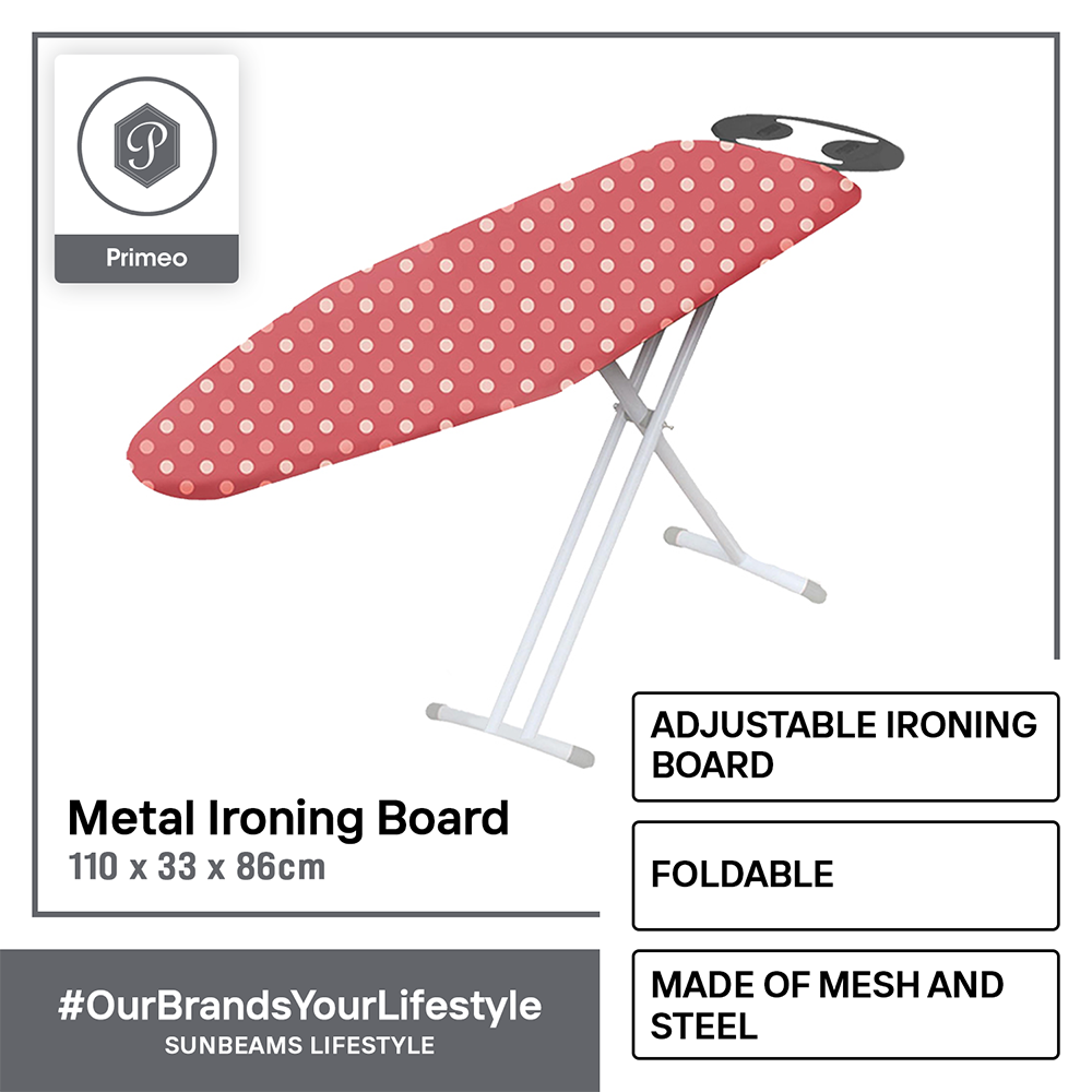 PRIMEO Premium Metal Ironing Board 110cm X 33cm X 86cm Modern Italian Design Amazing Gift Idea For Any Occasion!
