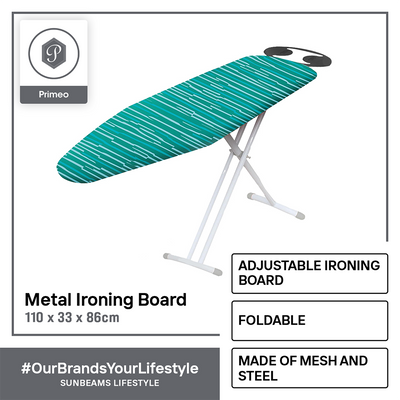PRIMEO Premium Metal Ironing Board 110cm X 33cm X 86cm Modern Italian Design Amazing Gift Idea For Any Occasion!