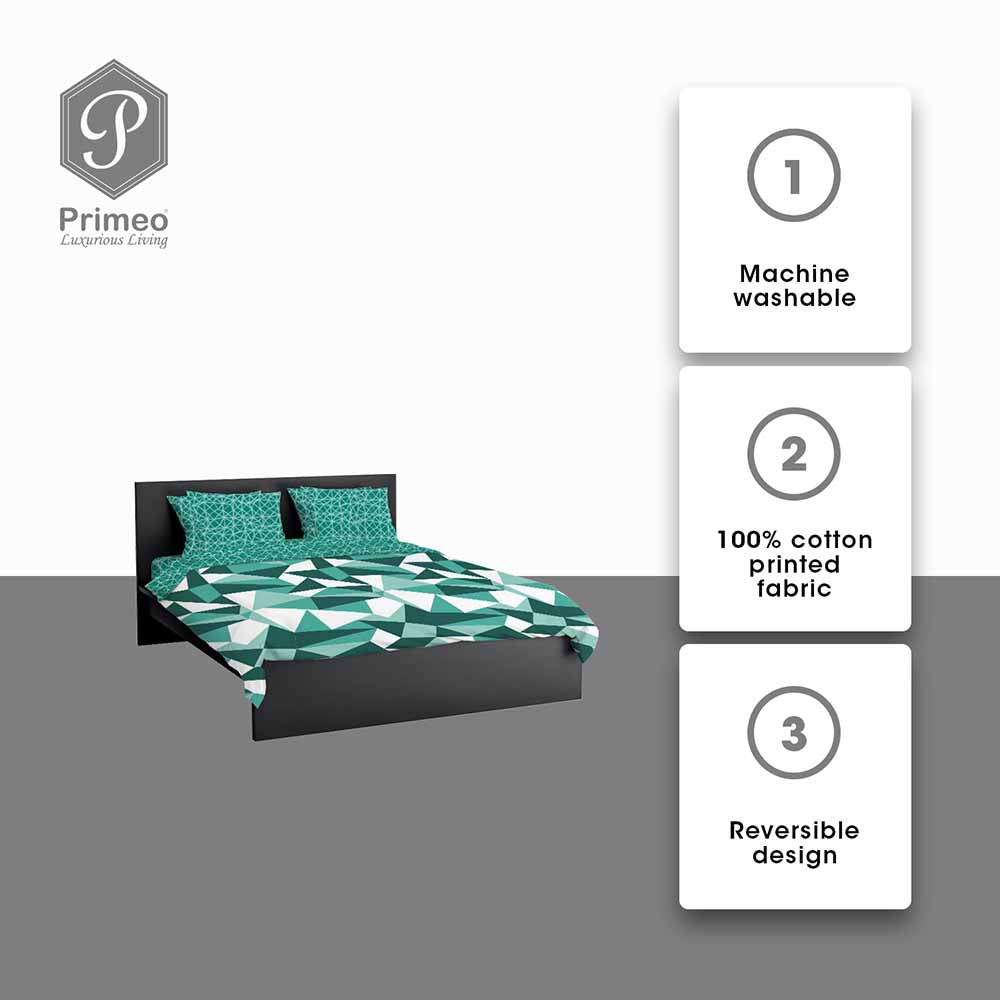 PRIMEO Premium 100% Cotton Flat Fitted Bed Sheet Set, Coral|Gray|Aqua Green Set of 3 Modern Italian Design Amazing Gift Idea For Any Occasion!