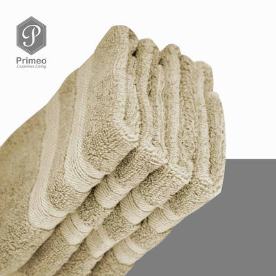 PRIMEO Premium 100% Cotton Face Towel 520gsm Soft High Absorbent Set of 4 Modern Italian Design Amazing Gift Idea For Any Occasion!