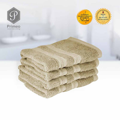 PRIMEO Premium 100% Cotton Face Towel 520gsm Soft High Absorbent Set of 4 Modern Italian Design Amazing Gift Idea For Any Occasion!