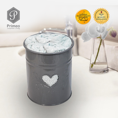 PRIMEO Premium 100% Cotton Hand Towel Set w/ Basket 300gsm Soft High Absorbent Set of 3 Modern Italian Design Amazing Gift Idea For Any Occasion!