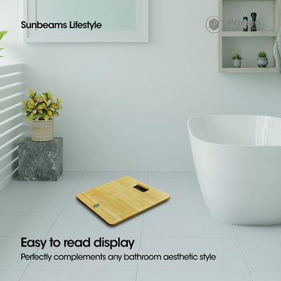 Primeo Digital Bathroom Body Weighing Scale Wooden | Bamboo 28x28x2.9 cm High Precision