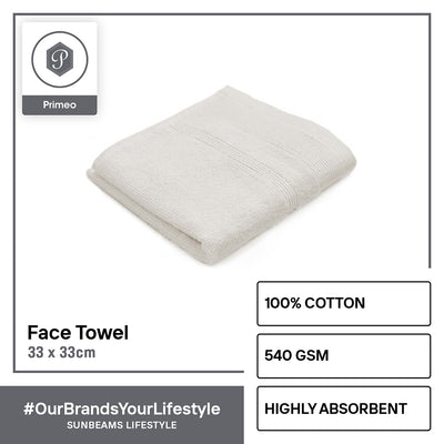 PRIMEO Premium 100% Ring Spun Carded Cotton Double Pile Face Towel 540gsm Soft High Absorbent Amazing Gift Idea For Any Occasion!