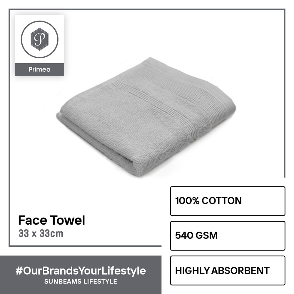 PRIMEO Premium 100% Ring Spun Carded Cotton Double Pile Face Towel 540gsm Soft High Absorbent Amazing Gift Idea For Any Occasion!