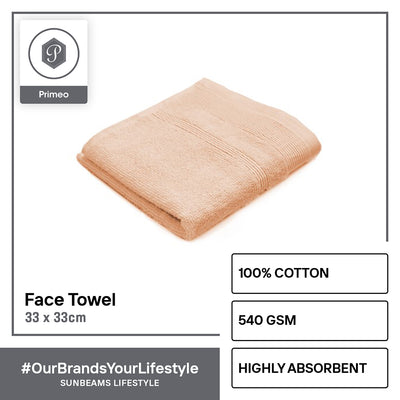 PRIMEO Premium 100% Ring Spun Carded Cotton Double Pile Face Towel 540gsm Soft High Absorbent Amazing Gift Idea For Any Occasion!