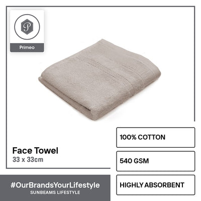 PRIMEO Premium 100% Ring Spun Carded Cotton Double Pile Face Towel 540gsm Soft High Absorbent Amazing Gift Idea For Any Occasion!