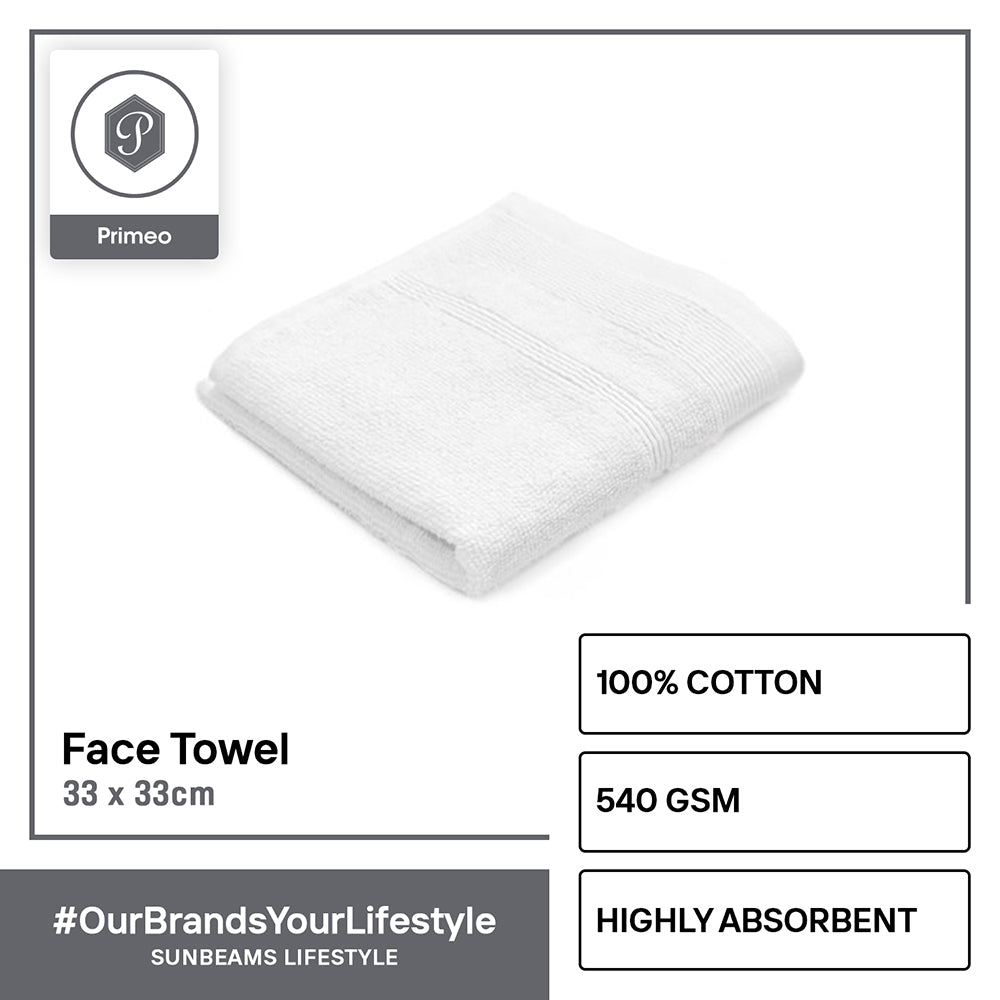 PRIMEO Premium 100% Ring Spun Carded Cotton Double Pile Face Towel 540gsm Soft High Absorbent Amazing Gift Idea For Any Occasion!