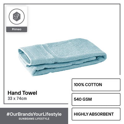 PRIMEO Premium 100% Ring Spun Carded Cotton Double Pile Hand Towel 540gsm Soft High Absorbent Amazing Gift Idea For Any Occasion!