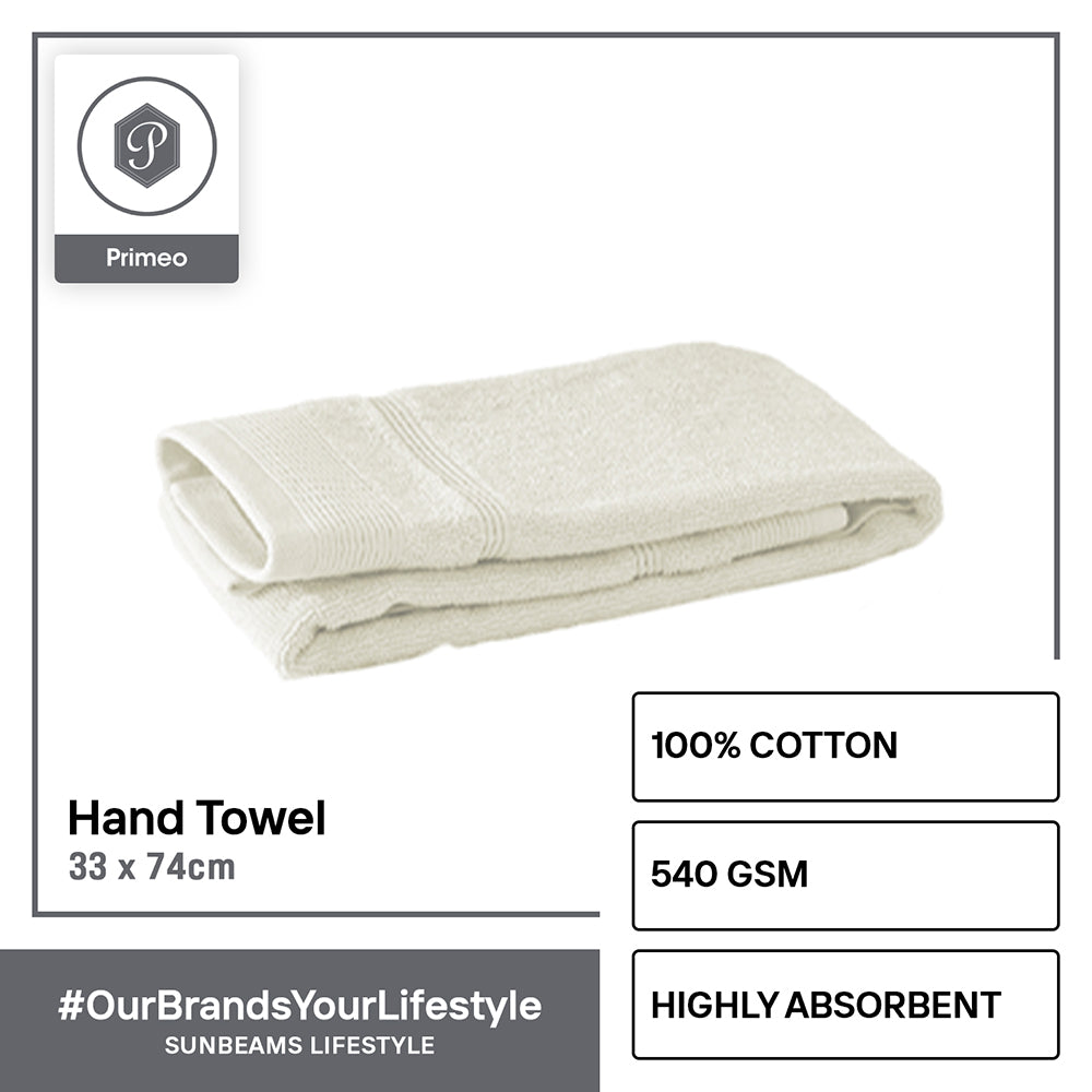 PRIMEO Premium 100% Ring Spun Carded Cotton Double Pile Hand Towel 540gsm Soft High Absorbent Amazing Gift Idea For Any Occasion!