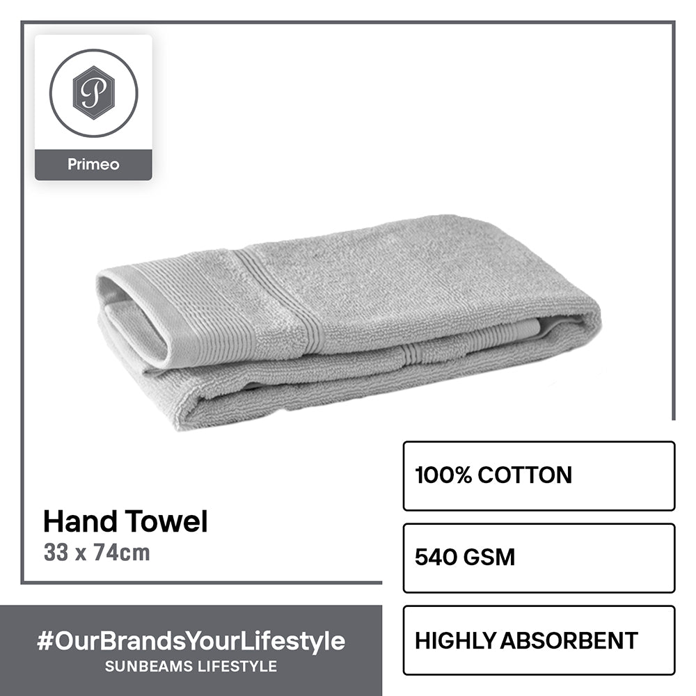 PRIMEO Premium 100% Ring Spun Carded Cotton Double Pile Hand Towel 540gsm Soft High Absorbent Amazing Gift Idea For Any Occasion!