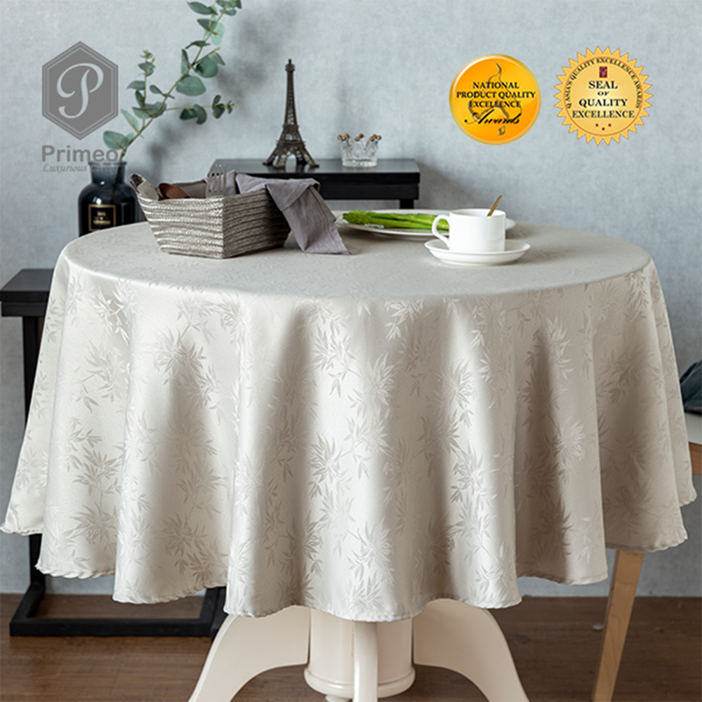 PRIMEO Premium Jacquard Round Table Cloth 100% Polyester 60" Fabric 150gsm