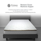 PRIMEO Memory Foam Mattress Topper –  Bamboo Viscose Fabric, Anti-Slip, Cooling, 4 Elastic Straps Single, Full, Queen, King Size