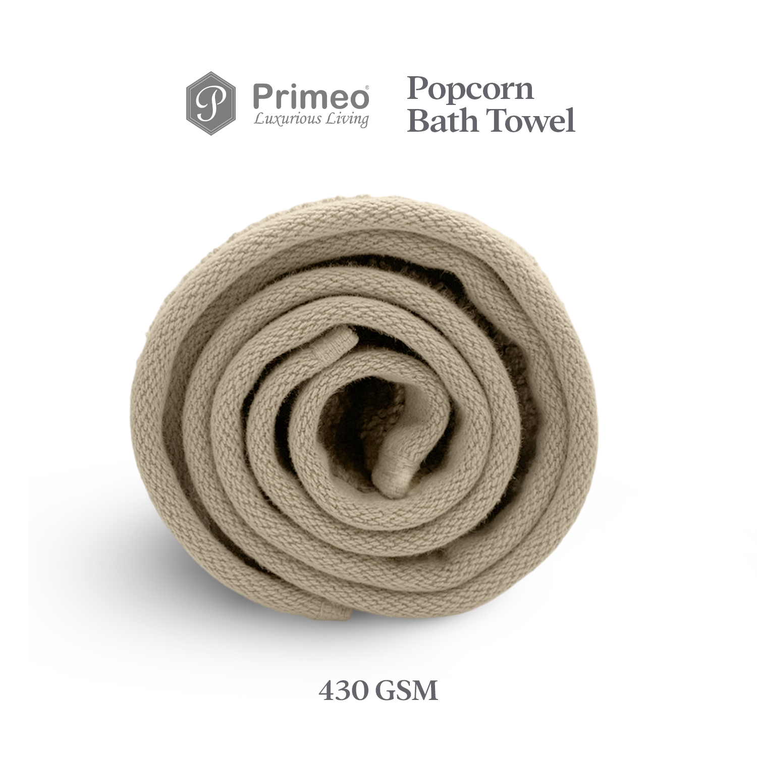Primeo 100% Cotton Bath Towel - Popcorn Weave Collection Towels