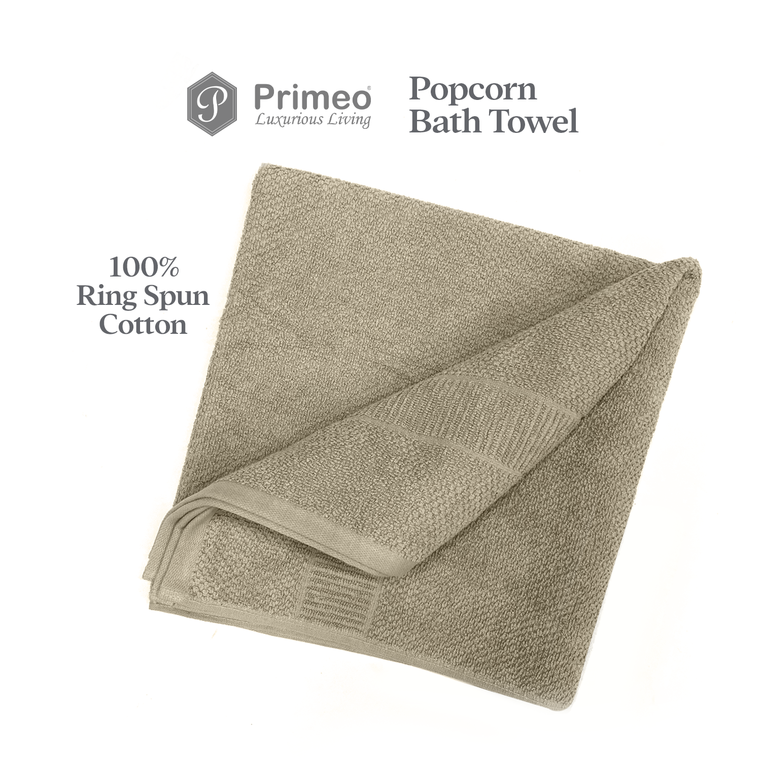 Primeo 100% Cotton Bath Towel - Popcorn Weave Collection Towels