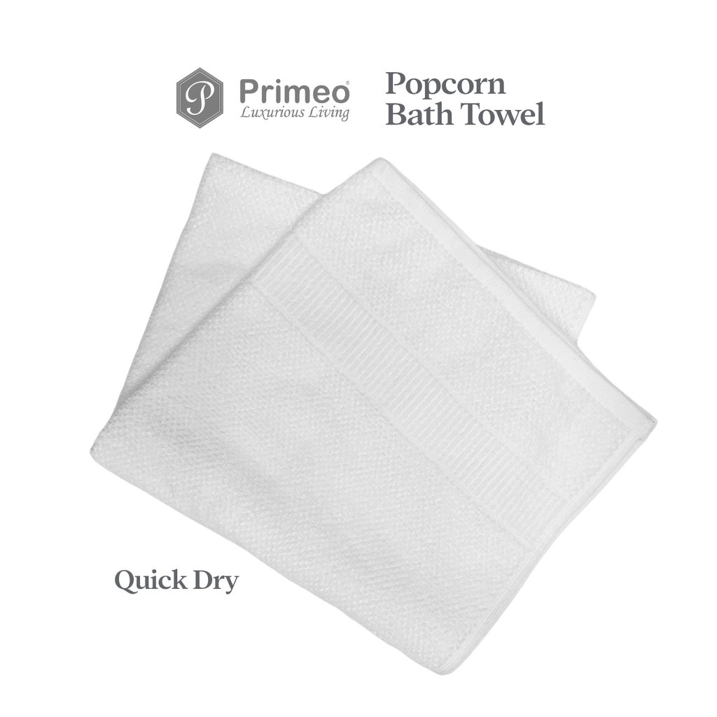 Primeo 100% Cotton Bath Towel - Popcorn Weave Collection Towels