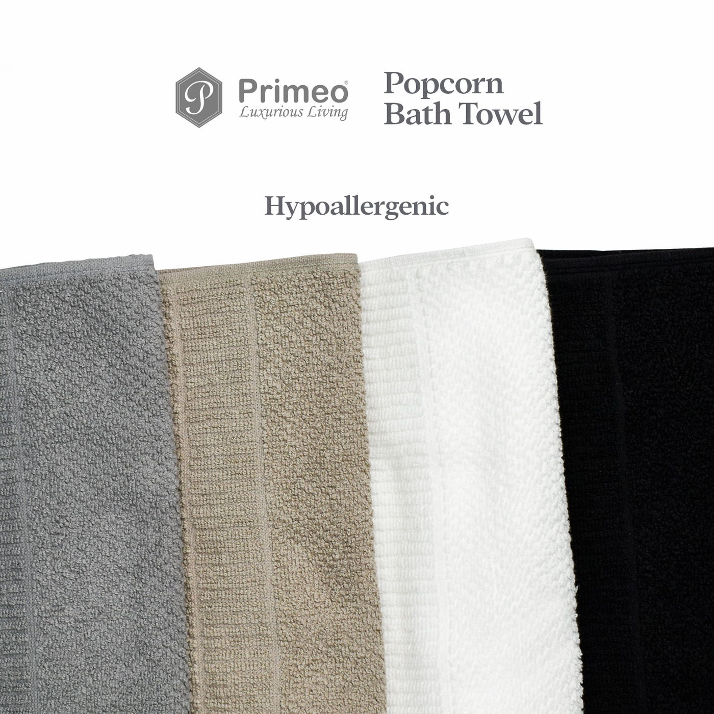 Primeo 100% Cotton Bath Towel - Popcorn Weave Collection Towels