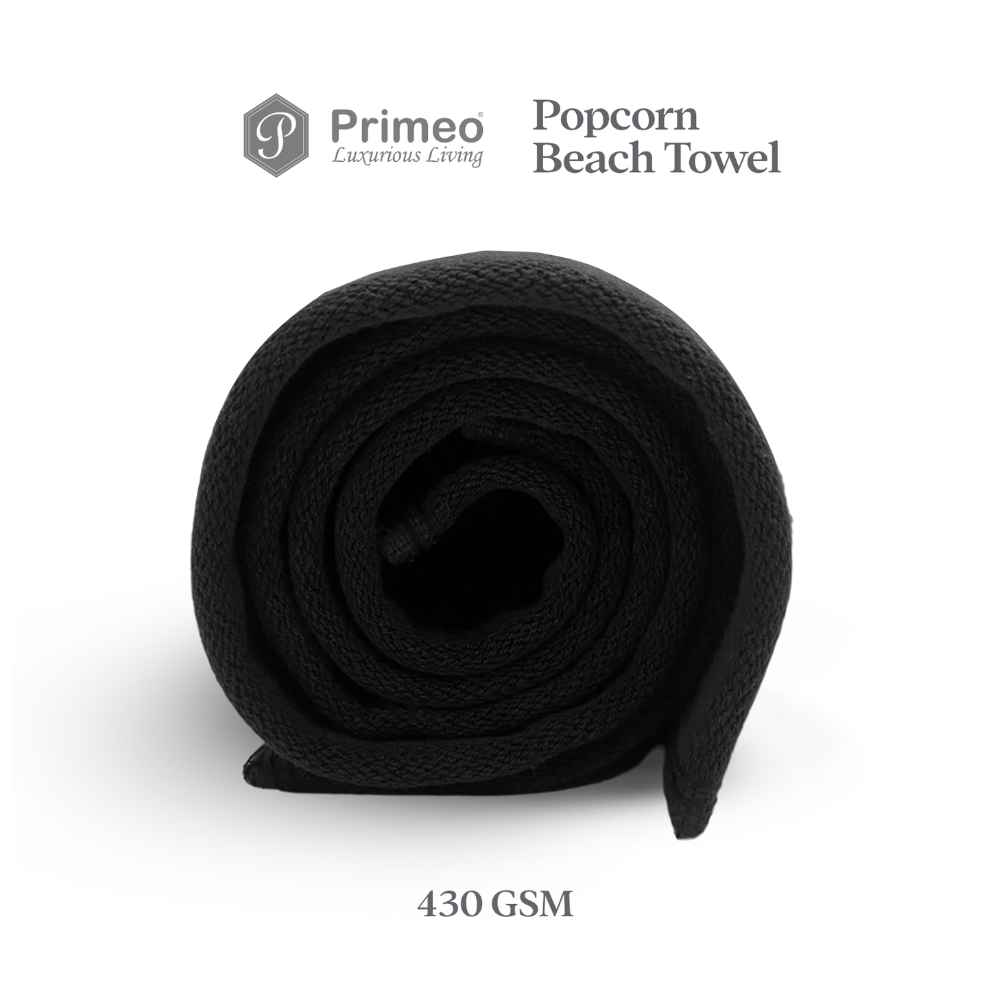 Primeo 100% Cotton Beach Towel - Popcorn Weave Collection Towels