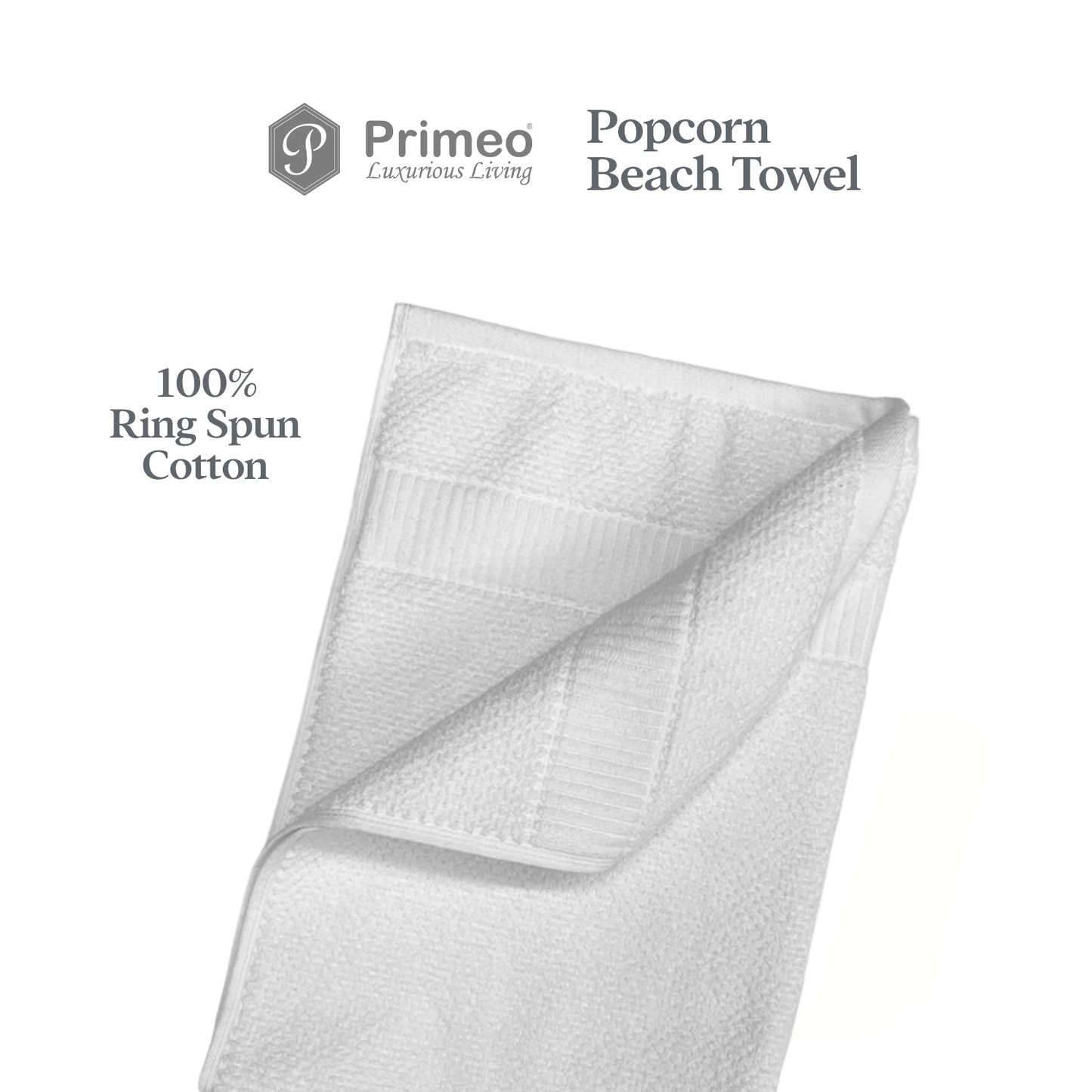 Primeo 100% Cotton Beach Towel - Popcorn Weave Collection Towels