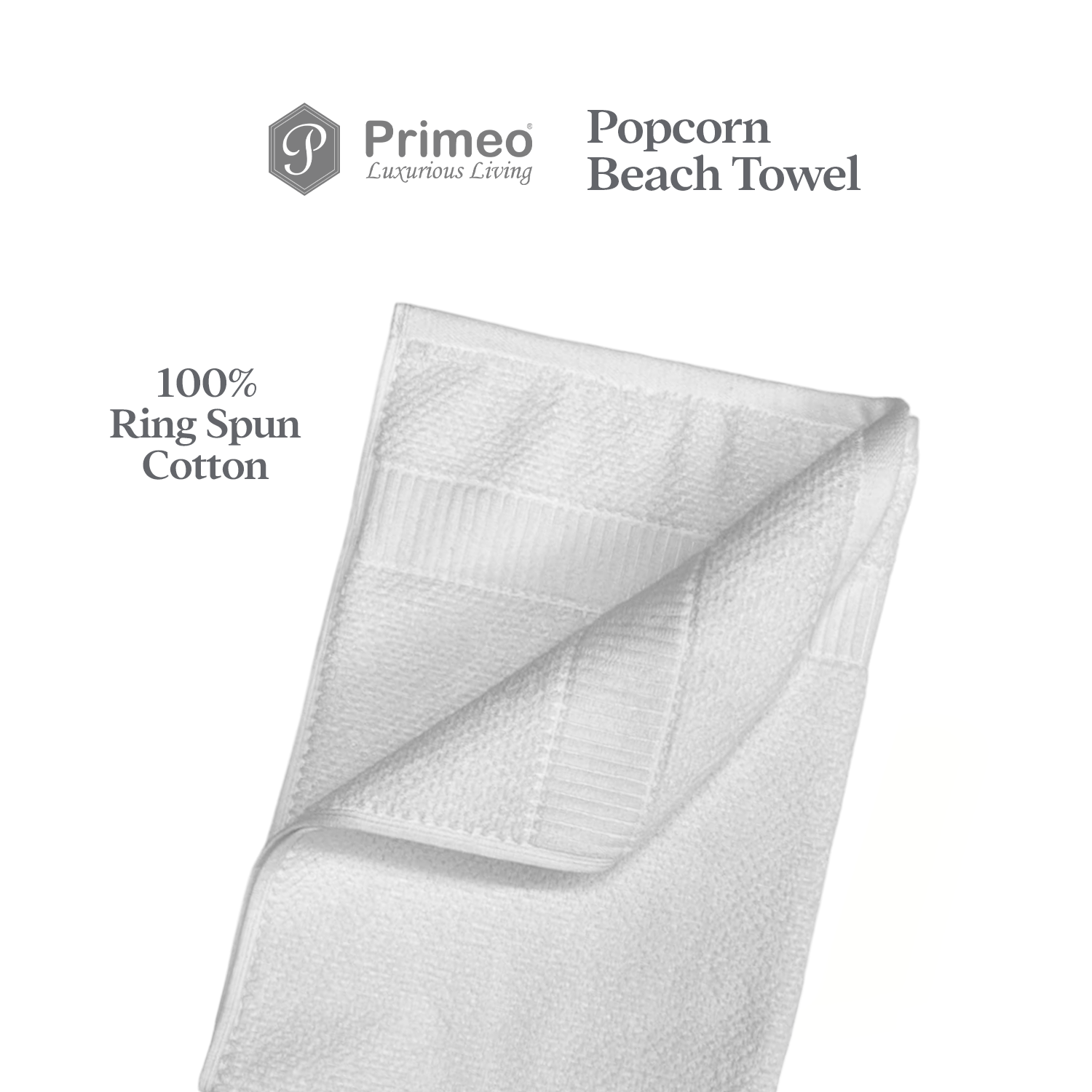 Primeo 100% Cotton Beach Towel - Popcorn Weave Collection Towels