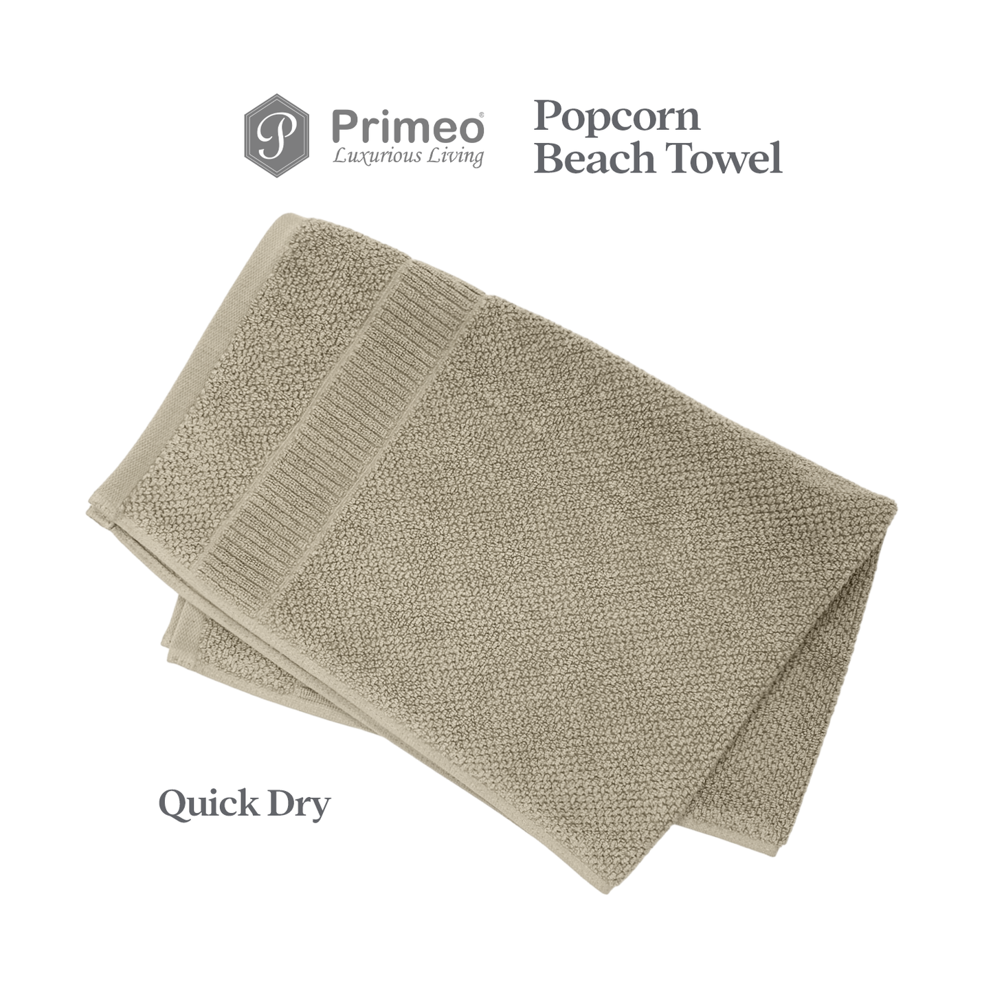 Primeo 100% Cotton Beach Towel - Popcorn Weave Collection Towels
