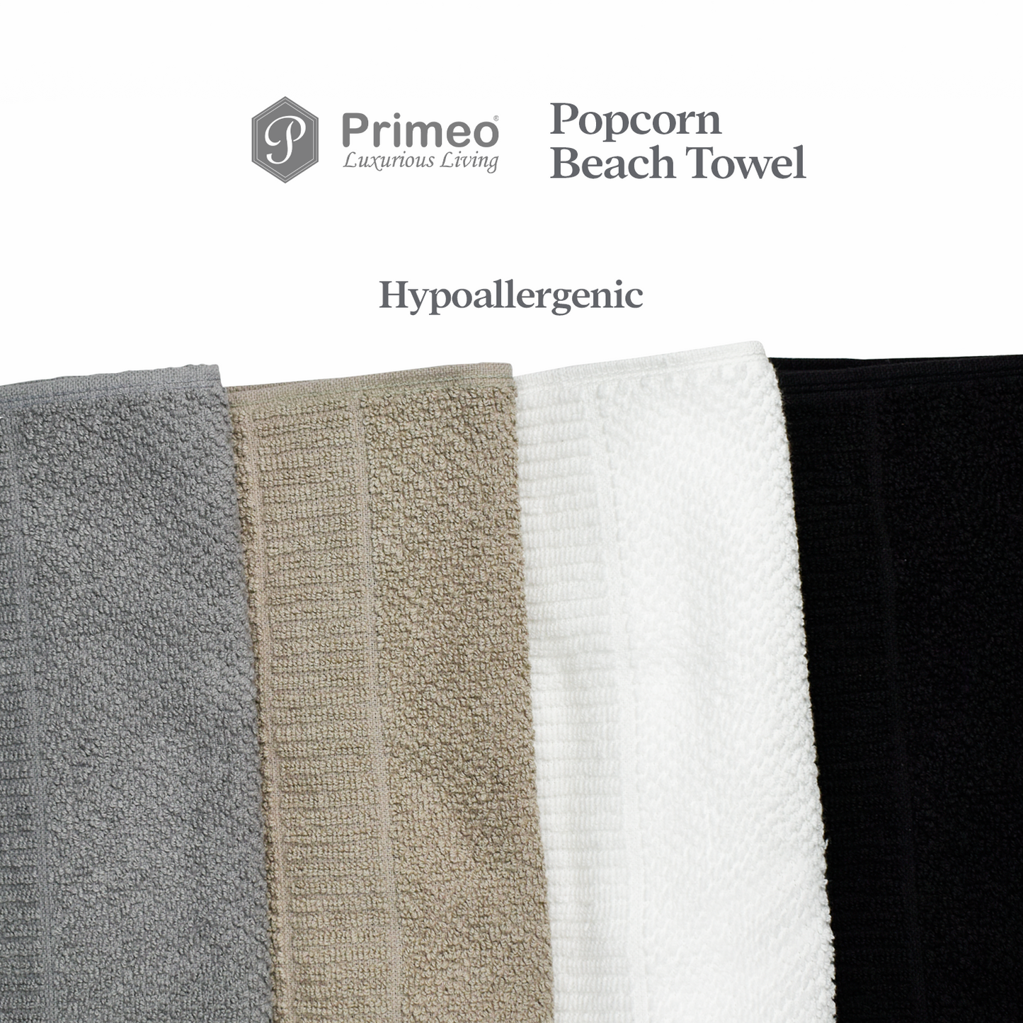 Primeo 100% Cotton Beach Towel - Popcorn Weave Collection Towels