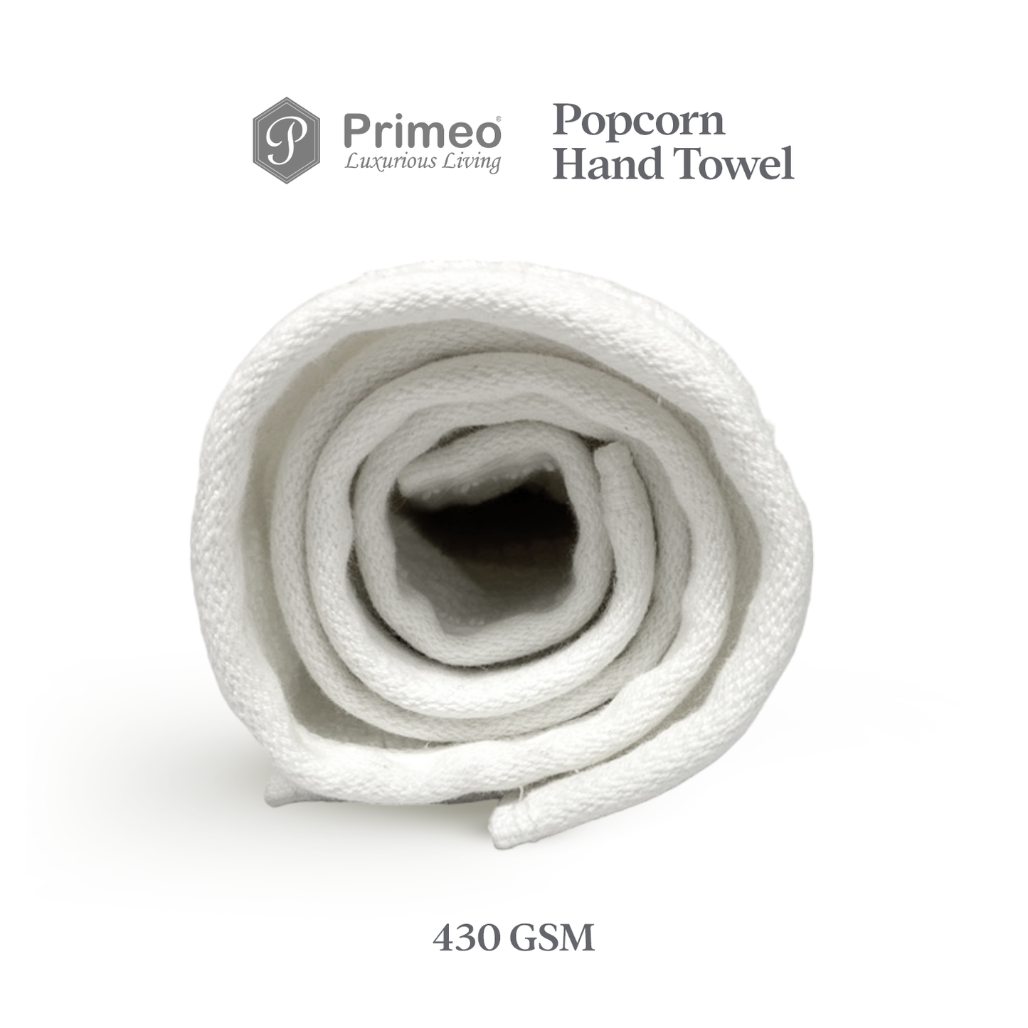 Primeo 100% Cotton Hand Towel - Popcorn Weave Collection Towels