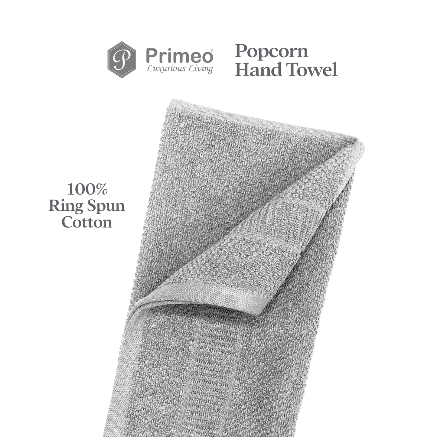 Primeo 100% Cotton Hand Towel - Popcorn Weave Collection Towels