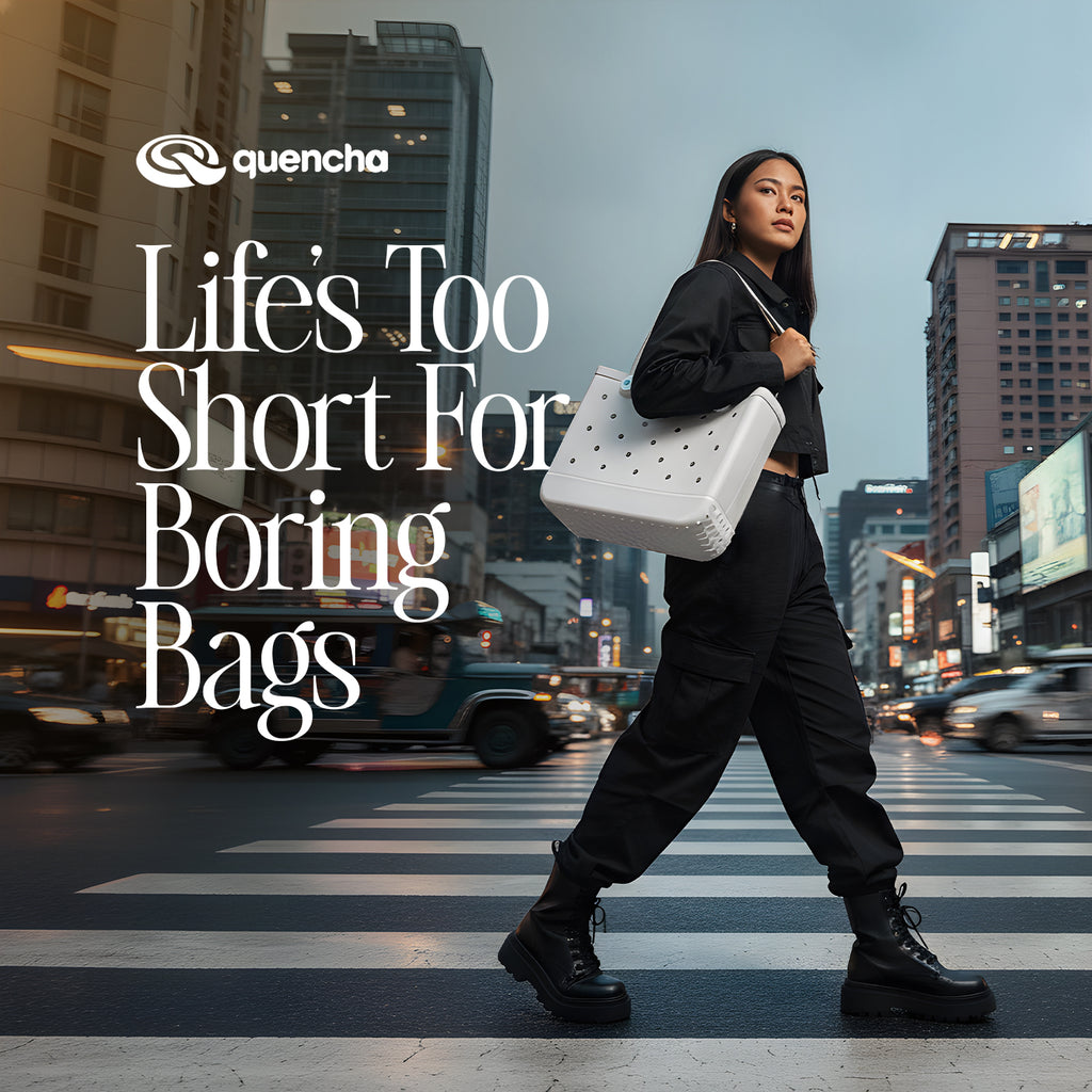 Quencha Heavy-Duty Rubber Tote Bag Waterproof Utility & Grocery Bag Washable EVA Material