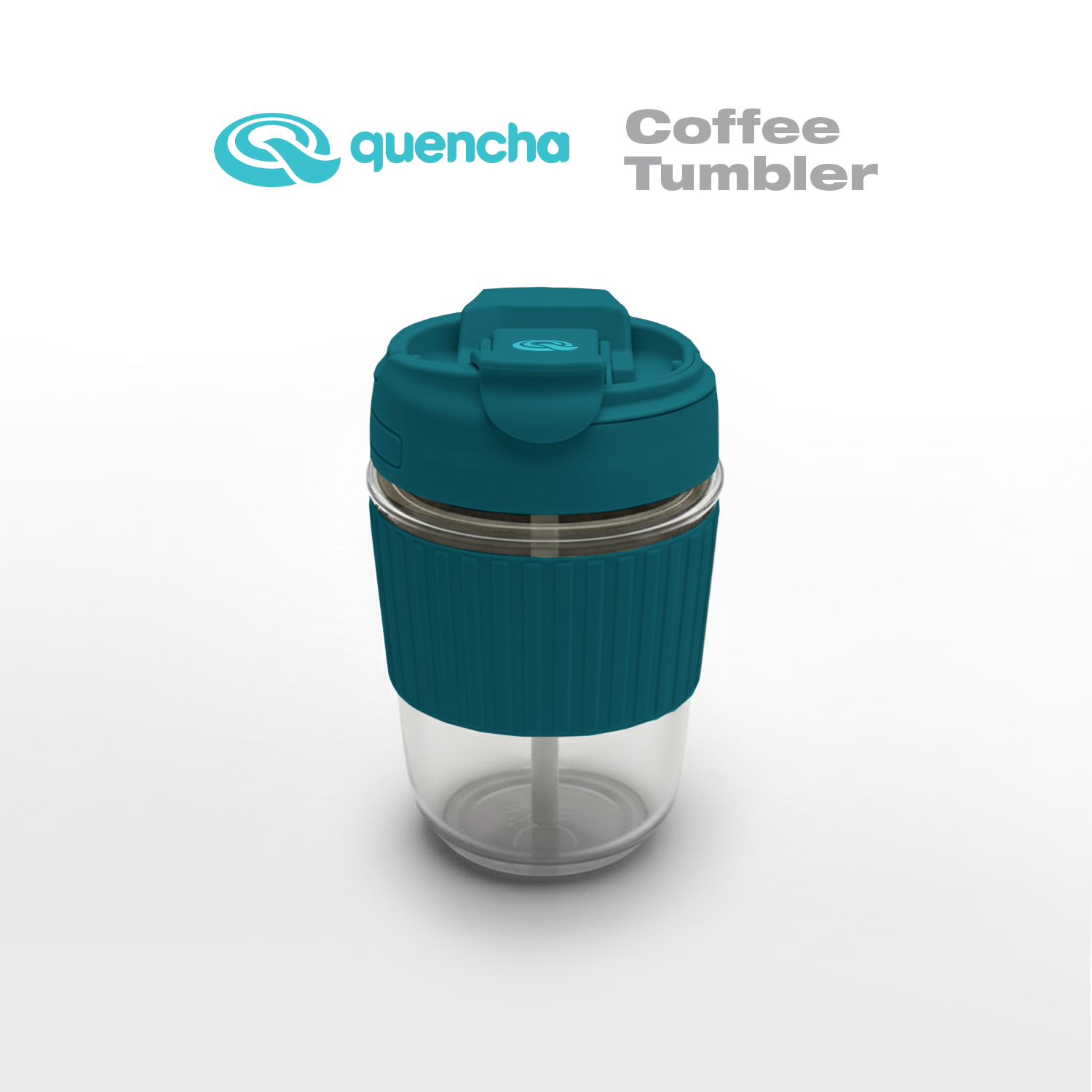 Quencha 12oz Glass Coffee Tumbler with Built-in Straw