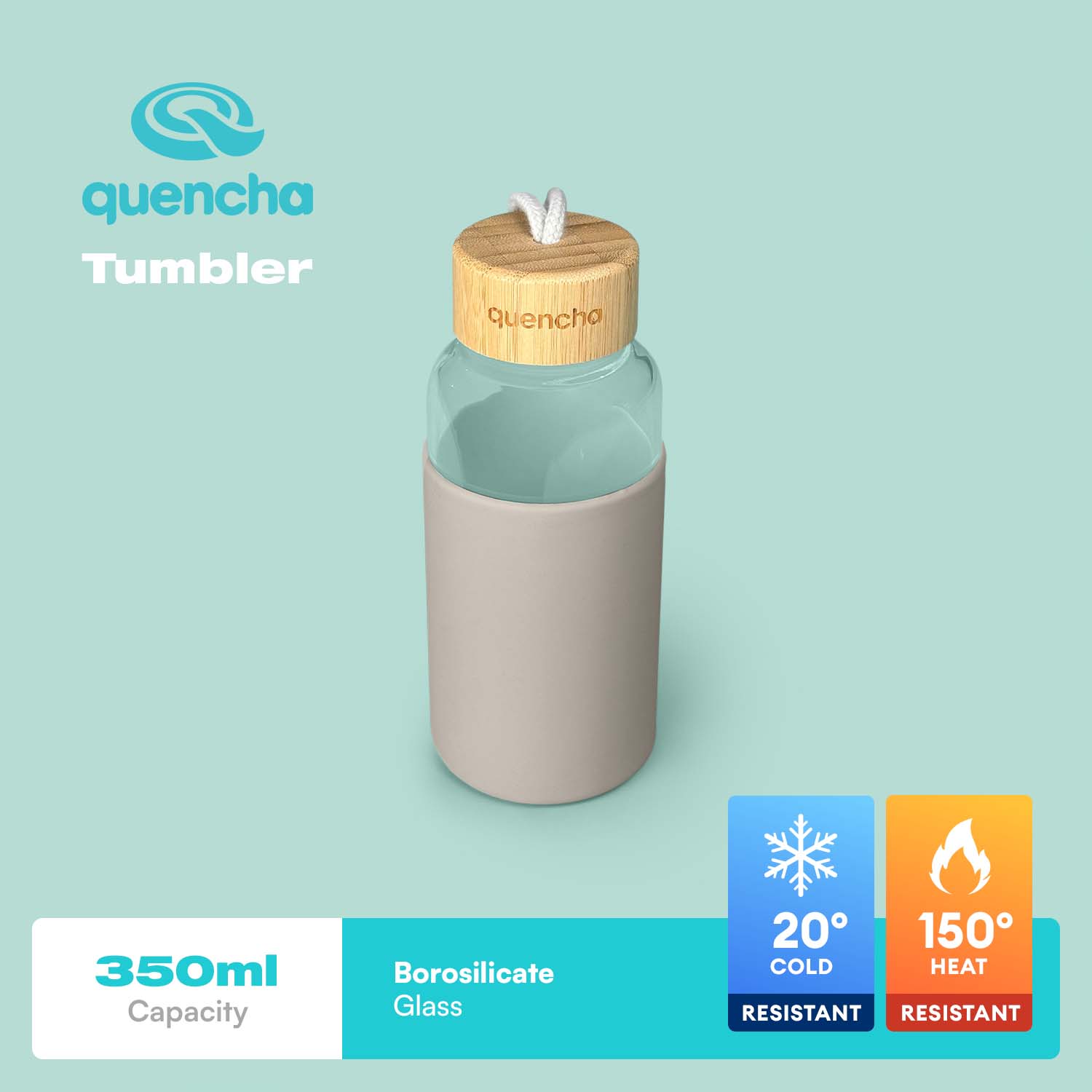 QUENCHA 12oz & 17oz Glass Water Bottle
