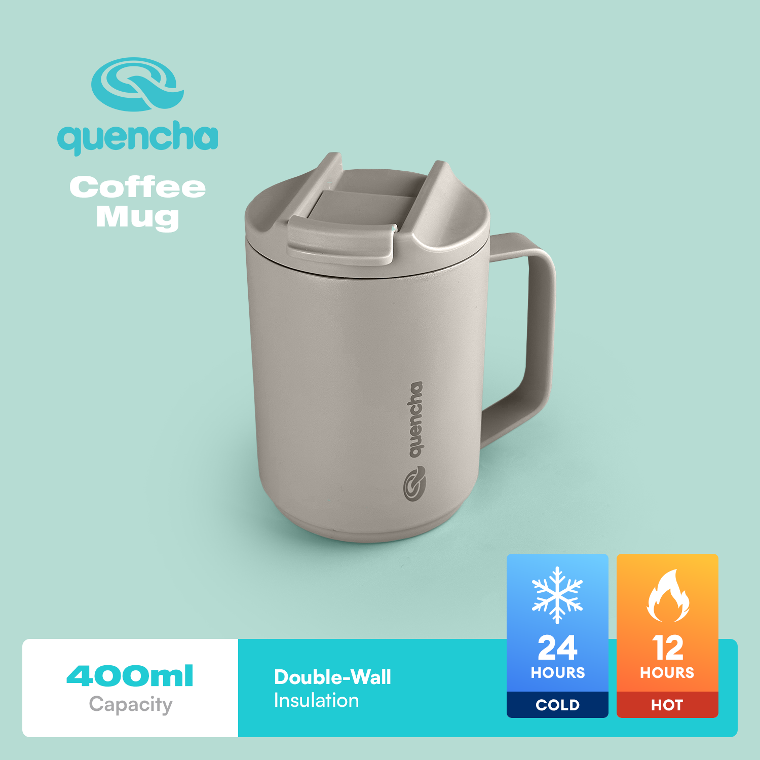 QUENCHA 14oz Flip Cap Insulated Coffee Mug – Sunbeams Lifestyle