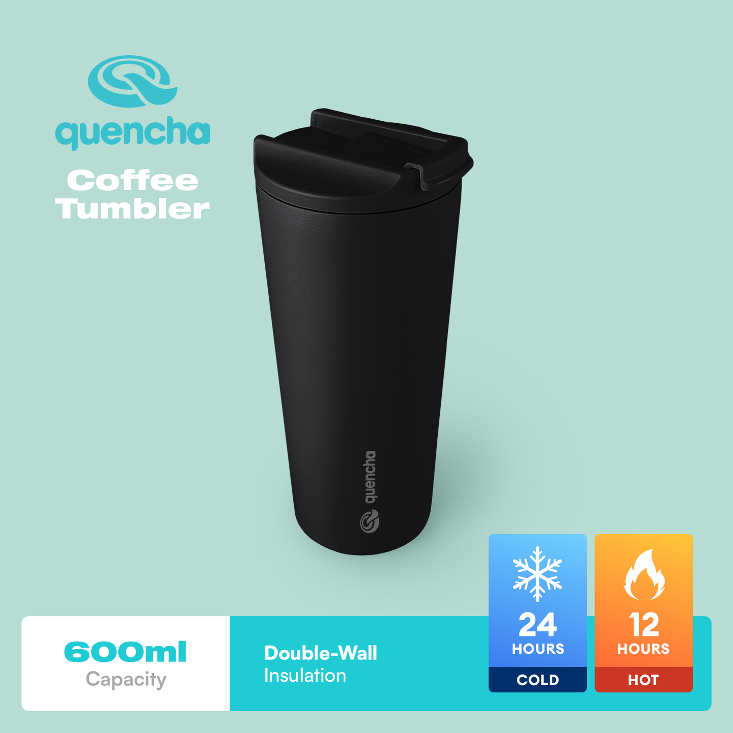 QUENCHA 20oz Flip Cap Insulated Coffee Tumbler