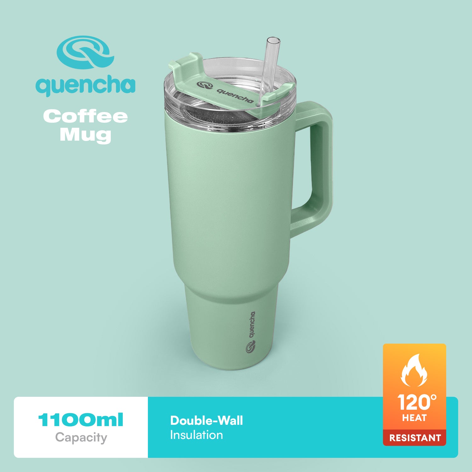 QUENCHA 37oz Straw Lid Insulated Mug Tumbler