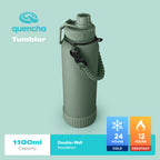 QUENCHA 19oz & 37oz Insulated Tumbler with Strap and Silicone Boot