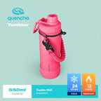 QUENCHA 19oz & 37oz Insulated Tumbler with Strap and Silicone Boot