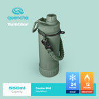 QUENCHA 19oz & 37oz Insulated Tumbler with Strap and Silicone Boot