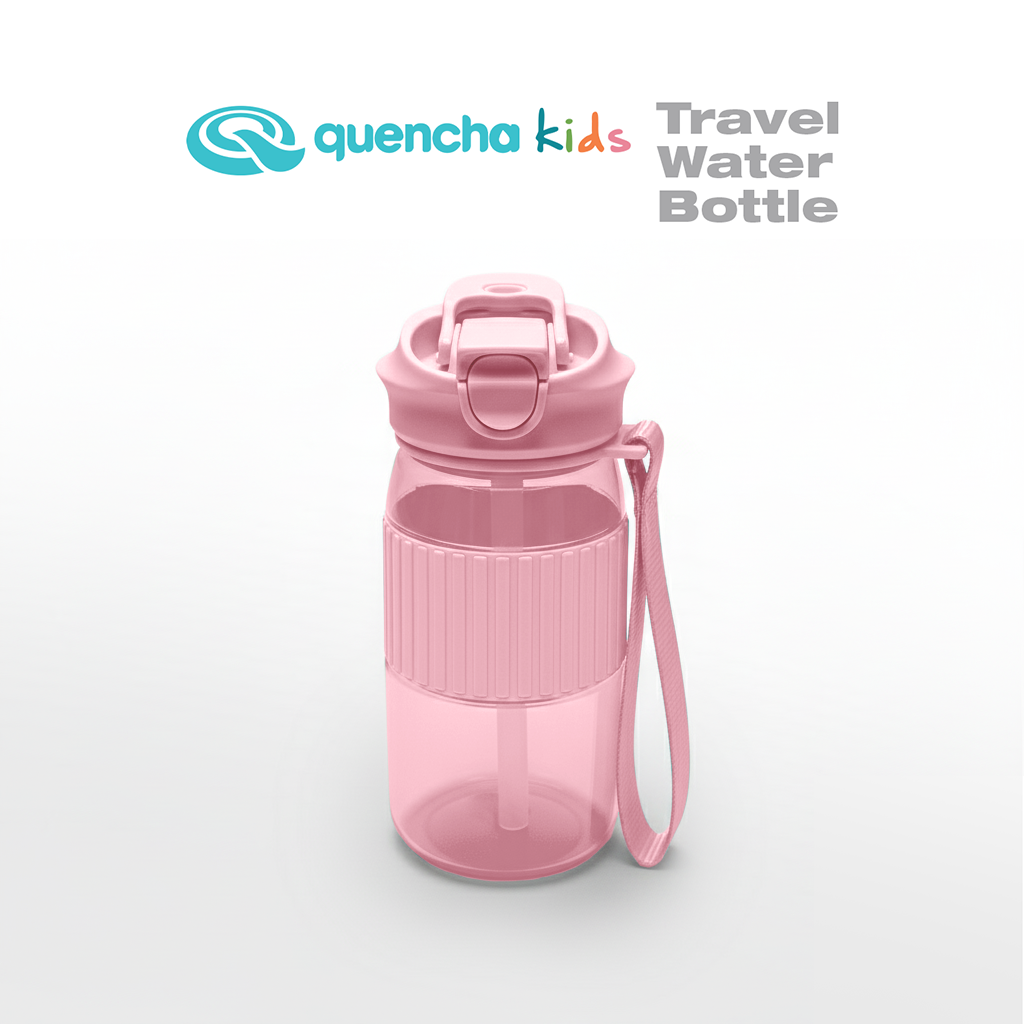 Quencha 500ML Kids Travel Water Bottle Built-in Straw Dual Spout Leak-Proof
