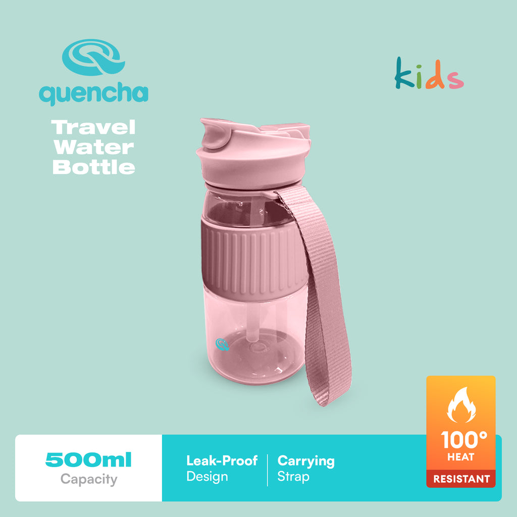 Quencha 500ML Kids Travel Water Bottle Built-in Straw Dual Spout Leak-Proof