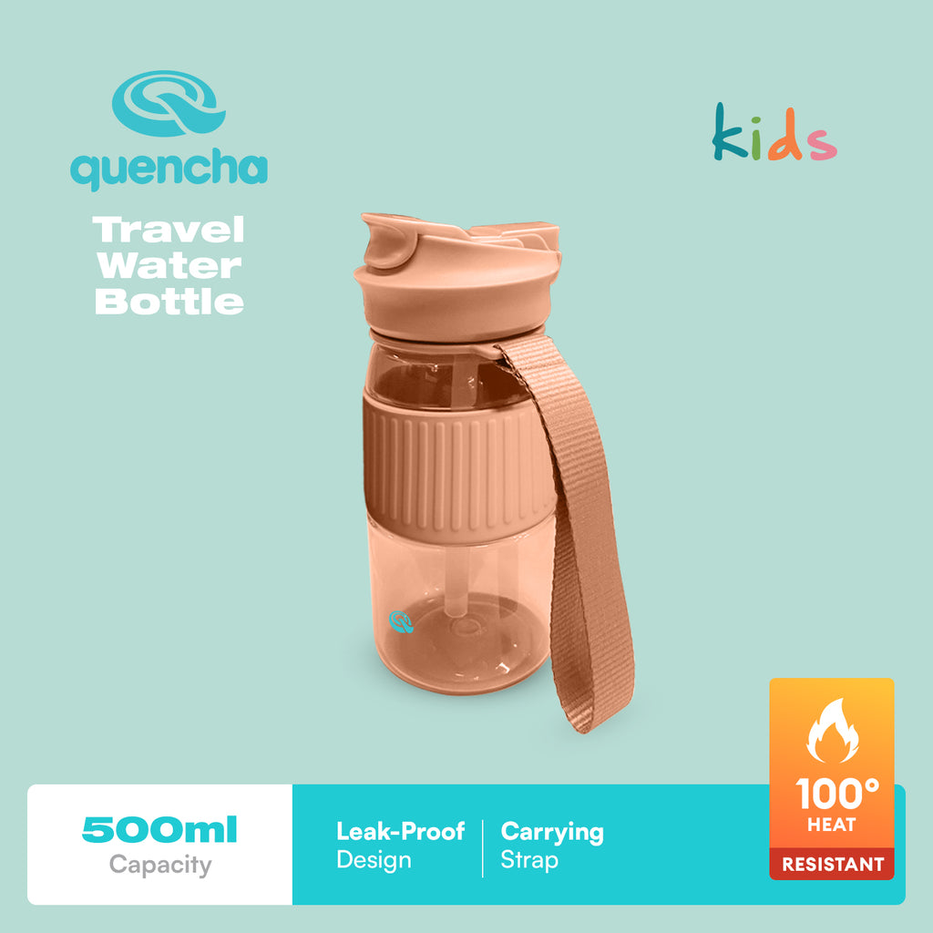 Quencha 500ML Kids Travel Water Bottle Built-in Straw Dual Spout Leak-Proof