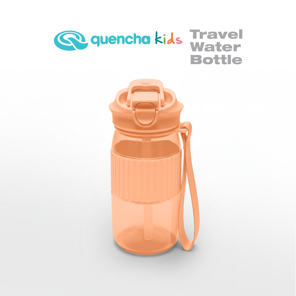 Quencha 500ML Kids Travel Water Bottle Built-in Straw Dual Spout Leak-Proof