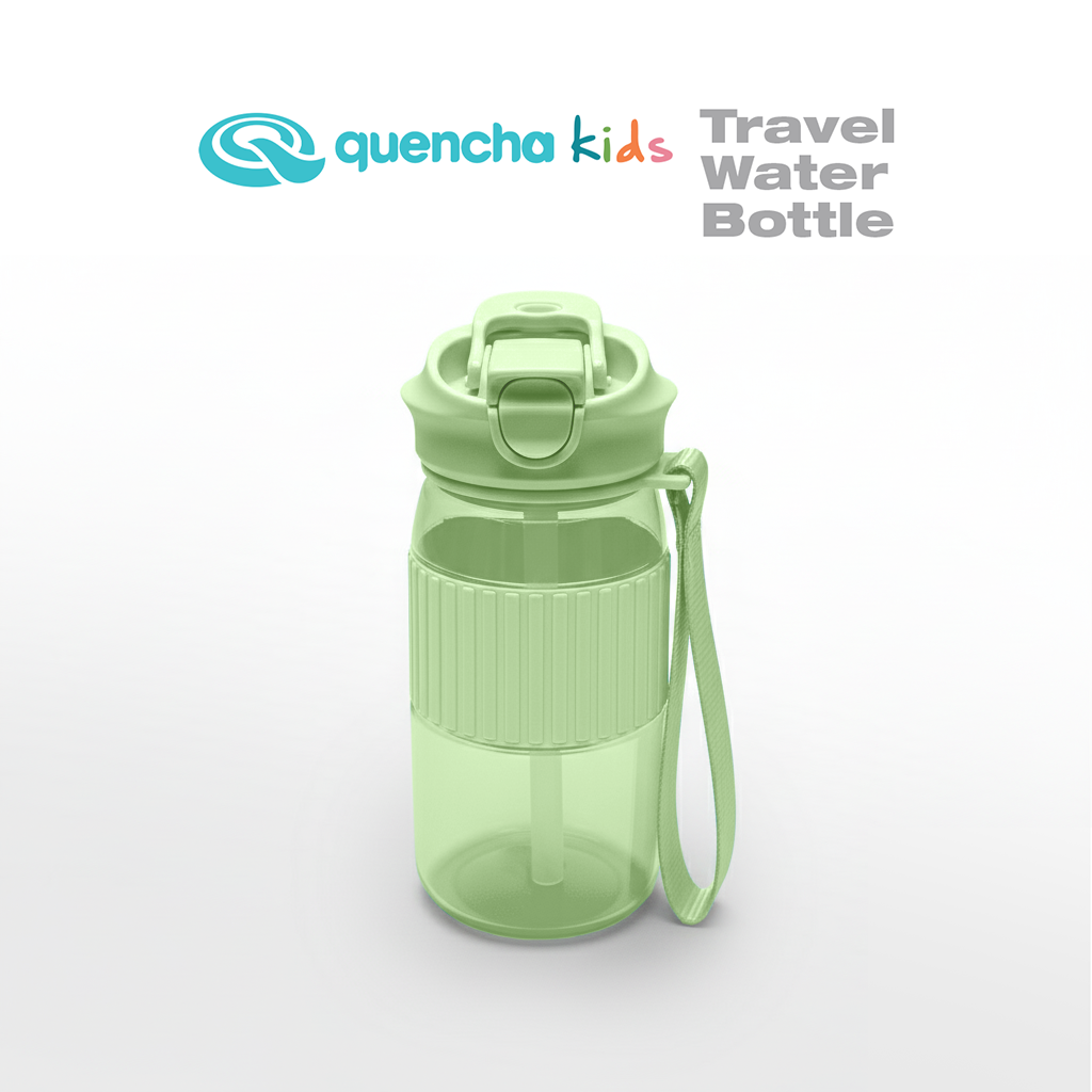 Quencha 500ML Kids Travel Water Bottle Built-in Straw Dual Spout Leak-Proof