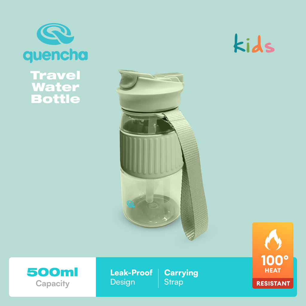 Quencha 500ML Kids Travel Water Bottle Built-in Straw Dual Spout Leak-Proof