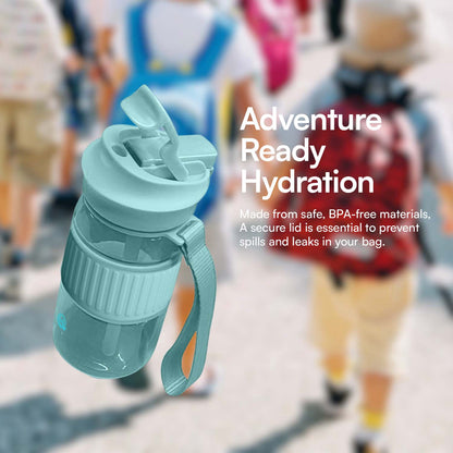 Quencha 500ML Kids Travel Water Bottle Built-in Straw Dual Spout Leak-Proof