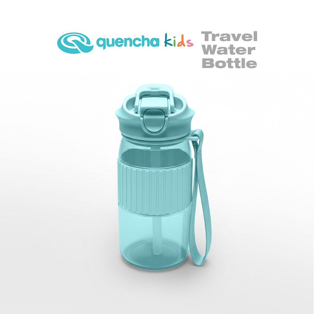 Quencha 500ML Kids Travel Water Bottle Built-in Straw Dual Spout Leak-Proof