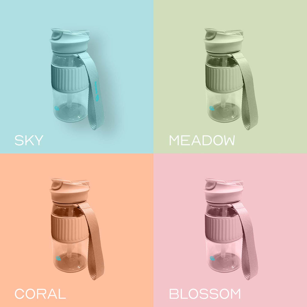 Quencha 500ML Kids Travel Water Bottle Built-in Straw Dual Spout Leak-Proof