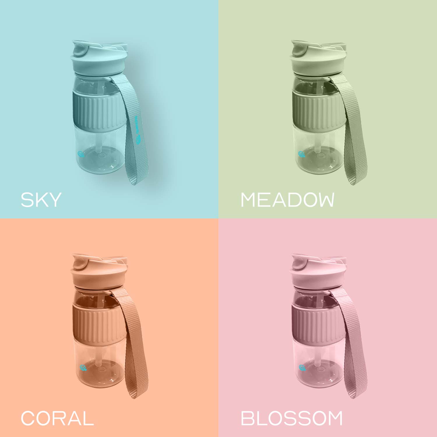 Quencha 500ML Kids Travel Water Bottle Built-in Straw Dual Spout Leak-Proof